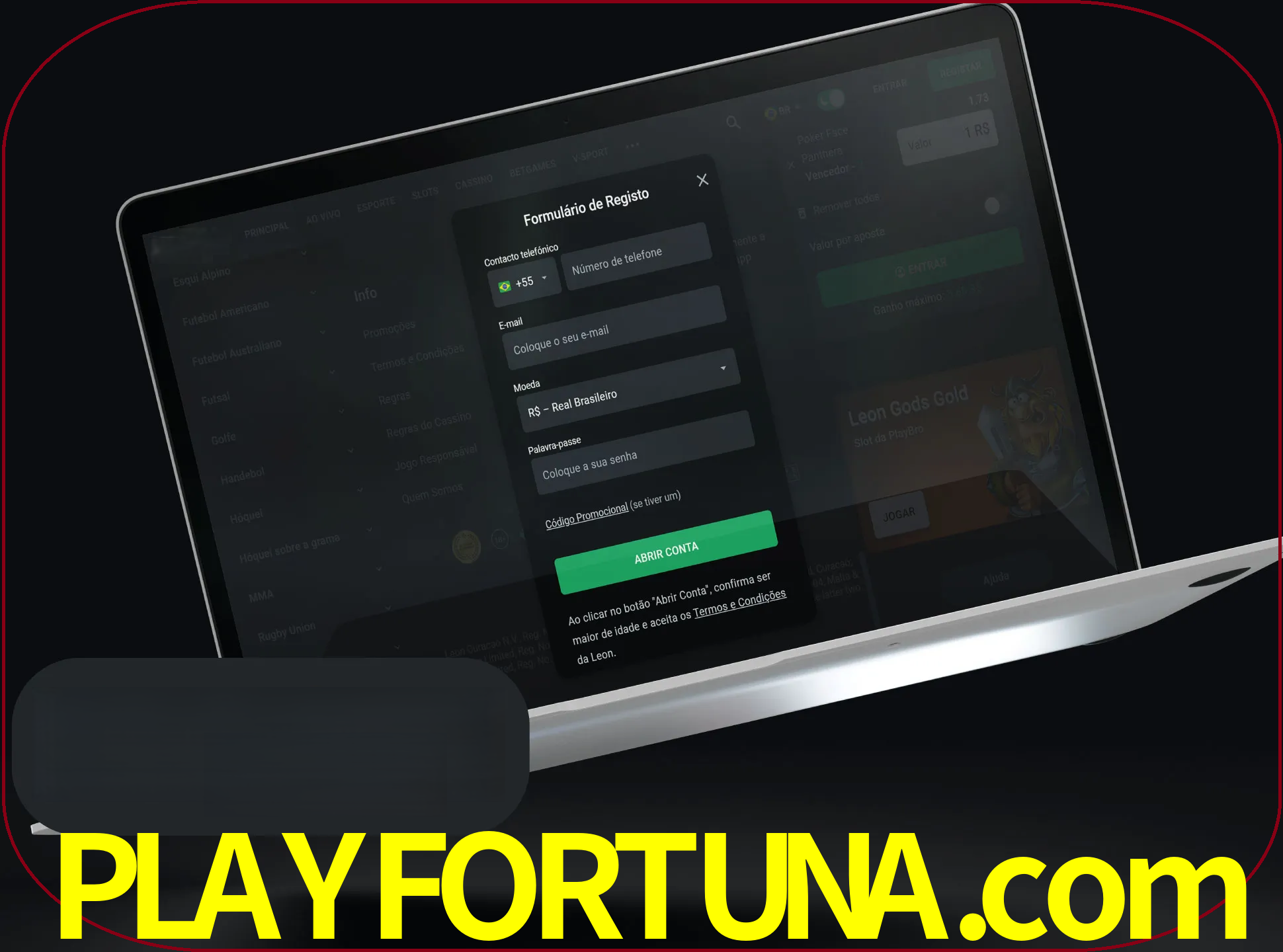 Abra o site da LeonBet e crie sua própria conta.