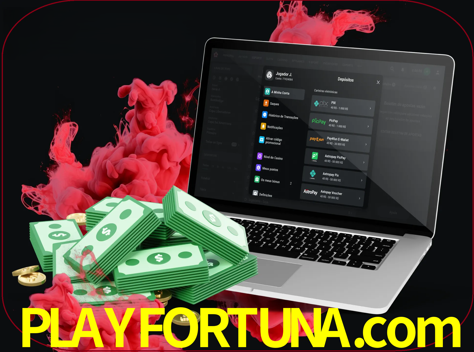 Para efetuar um depósito na sua conta playfortuna, basta escolher o método de depósito e especificar o montante.