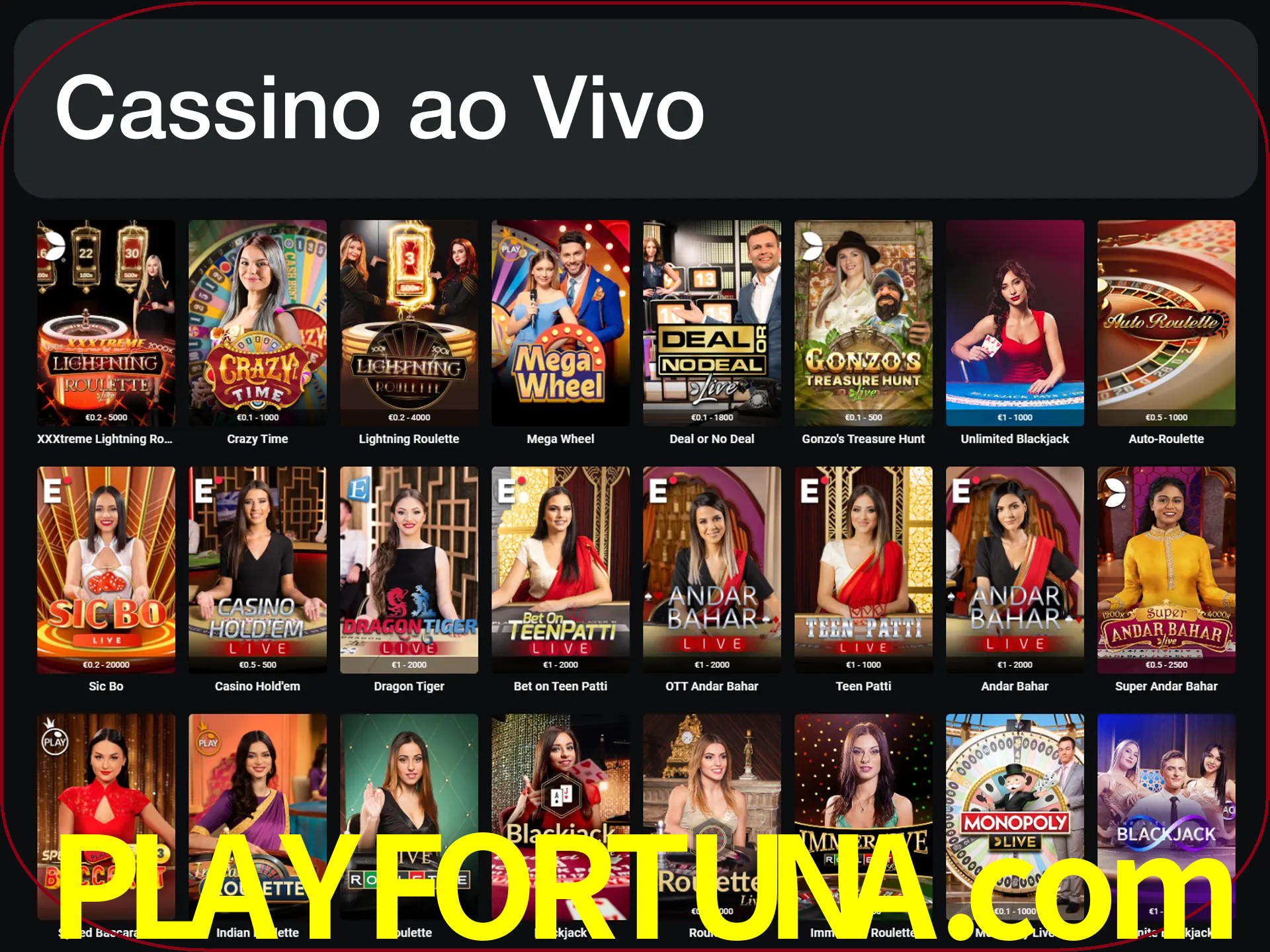 Jogue jogos de cassino com um verdadeiro dealer.