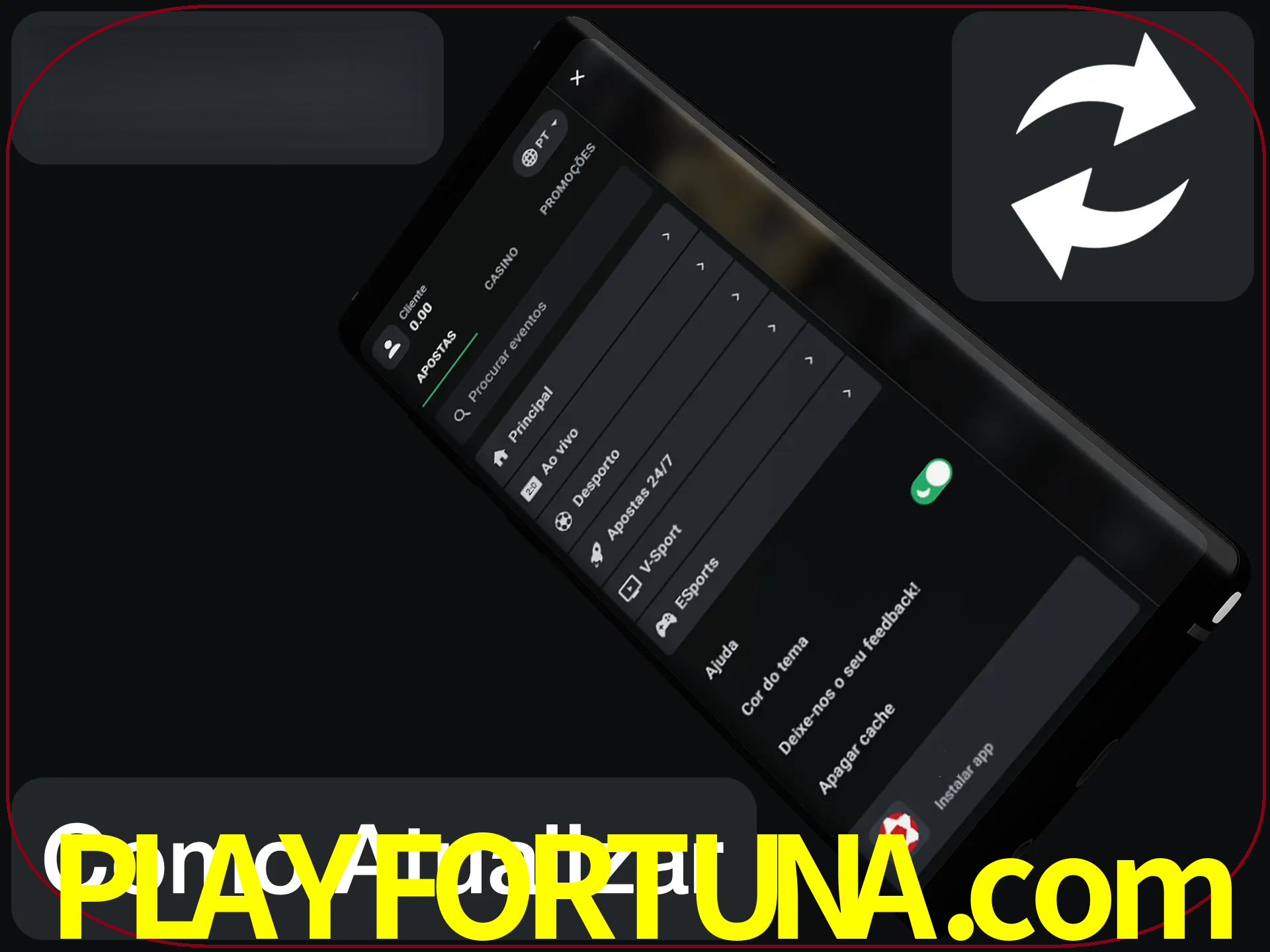 O aplicativo é atualizado automaticamente quando você faz o login.