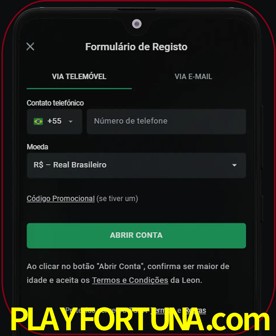Abra o aplicativo e inicie o processo de registro.