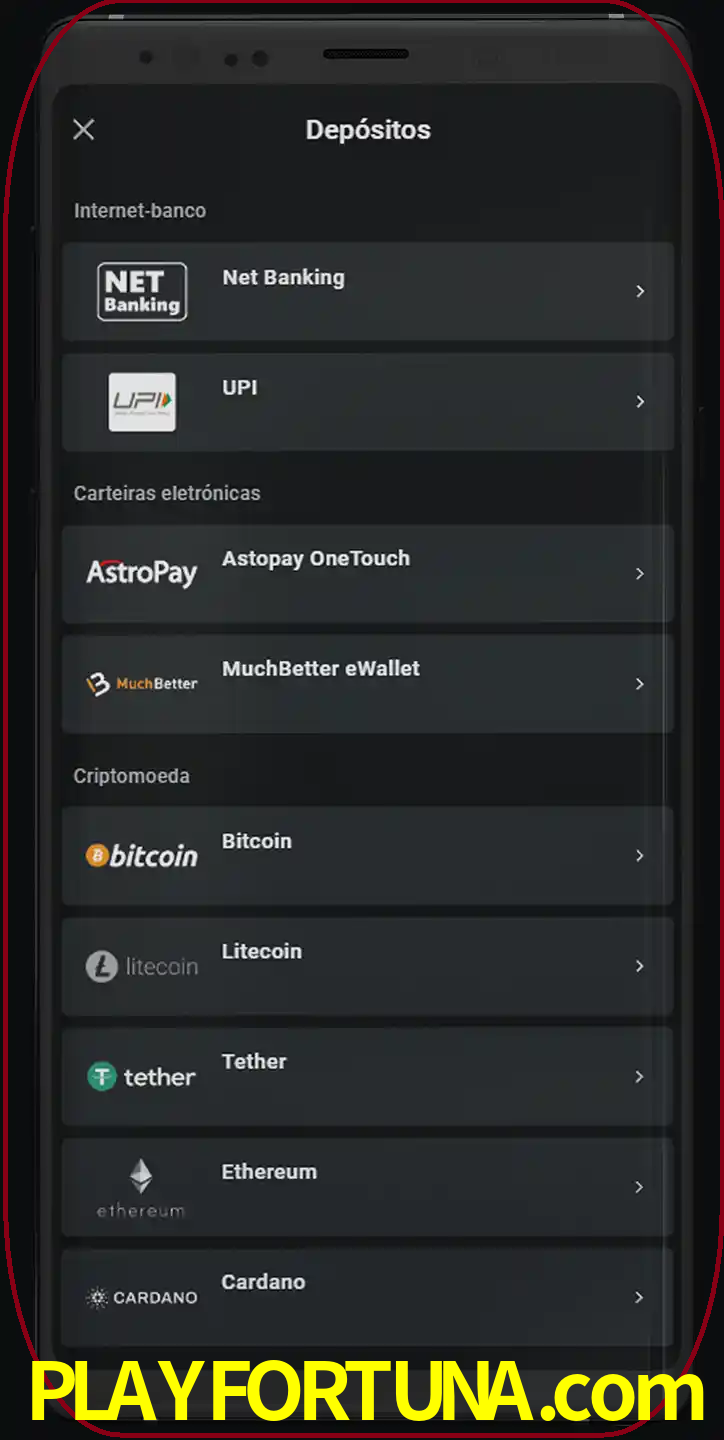 Você pode usar métodos alternativos de depósito.